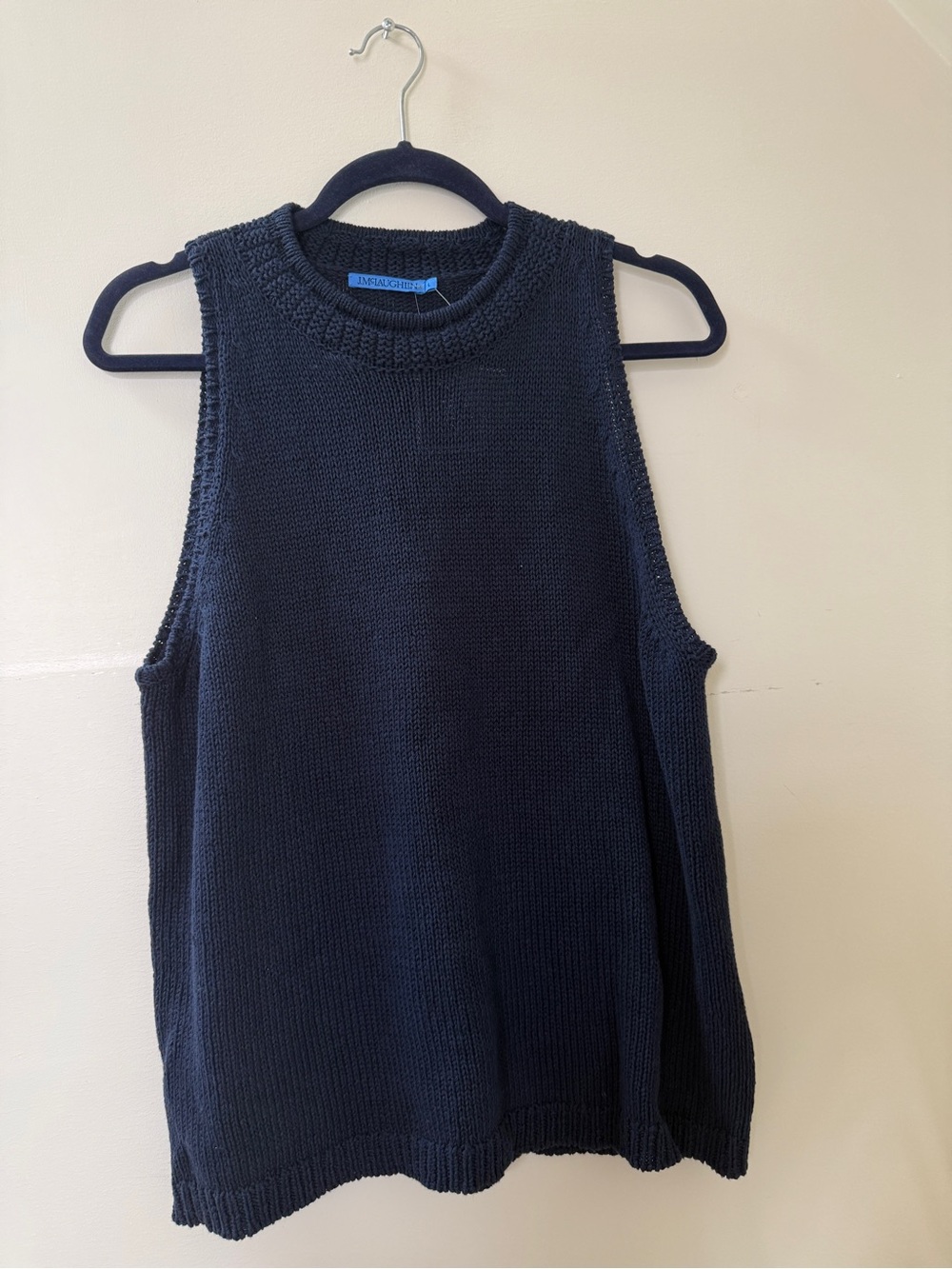 J.McLaughlin Felicity Navy Linen Cotton Sleeveless Sweater Size L NWT
